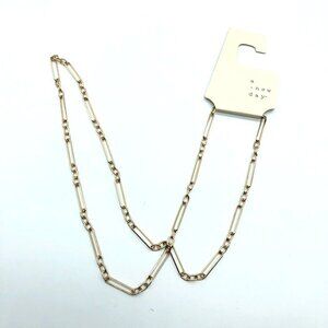 A New Day Necklace Long Chain Link Gold Tone